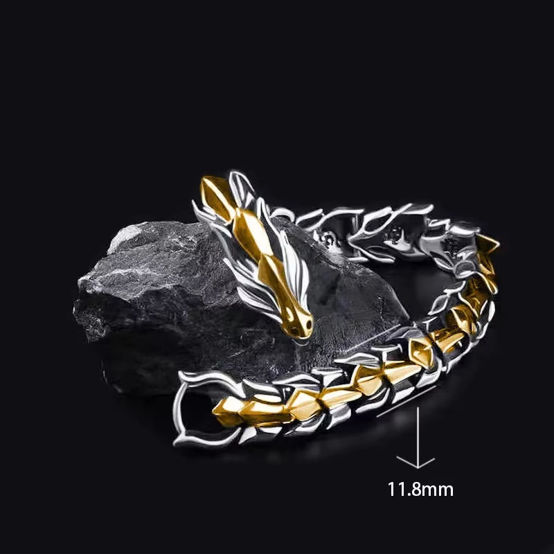 Fashion Hip Hop Silver & Gold Dragon Bracelet | Bold Statement Piece