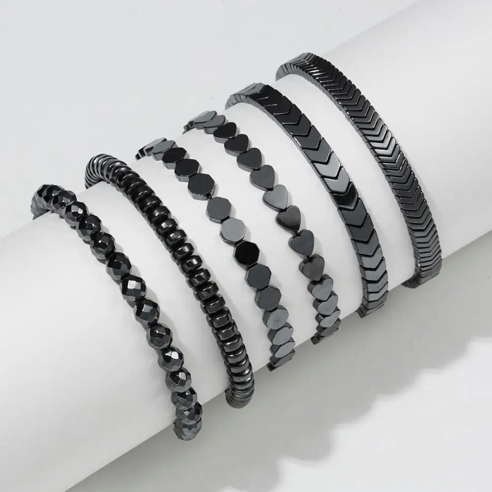 No-magnetic Black Hematite Bracelets