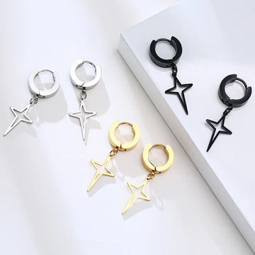 Stainless Steel Polaris Star Hoop Earrings