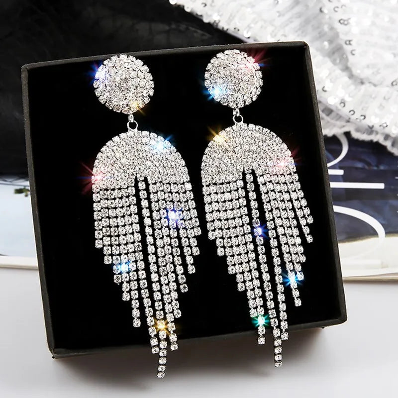 Zinc alloy rhinestone earrings