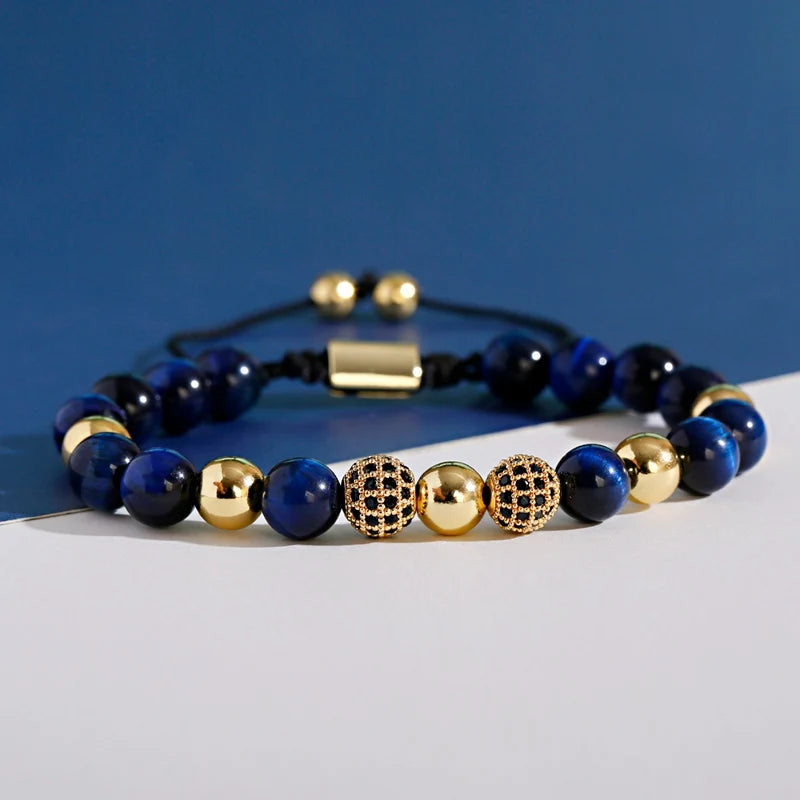 Men CZ Ball Beads Adjustable Bracelet