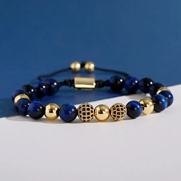 Men CZ Ball Beads Adjustable Bracelet