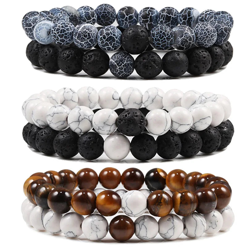 Natural Lava Stone Bracelet Set