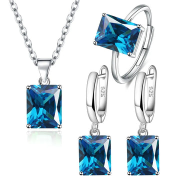 Rectangle Geometry Zircon Jewelry Set