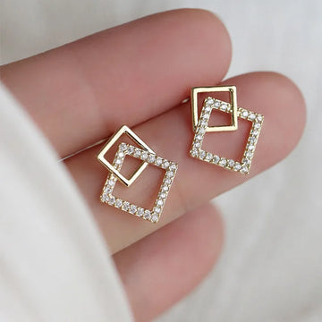 Double Layers Rhombus Earrings