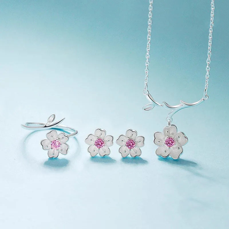 Cherry Blossoms Flower Jewelry Set