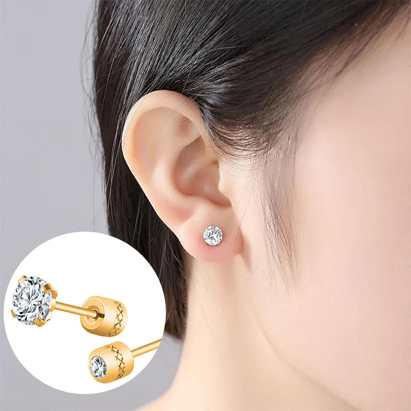 Medical Crystal Zircon Stud Earrings