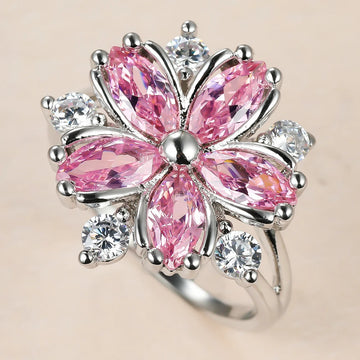 Female Pink Crystal Stone Ring