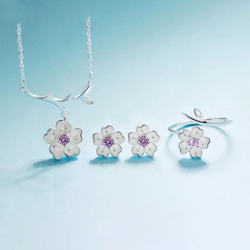 Cherry Blossoms Flower Jewelry Set