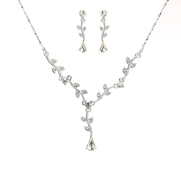 CZ flower cluster vine jewelry set