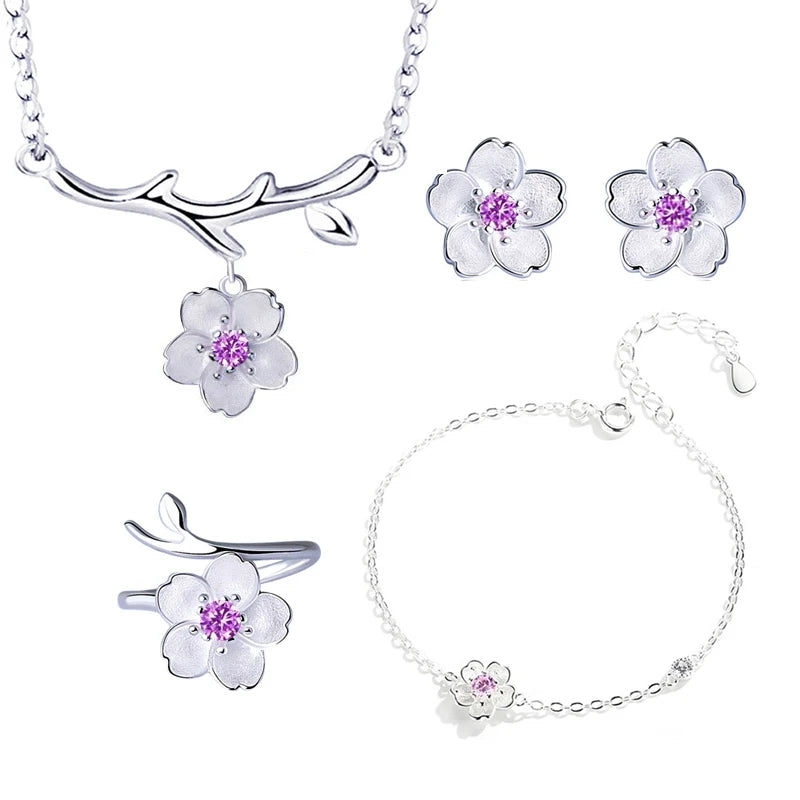 Cherry Blossoms Flower Jewelry Set