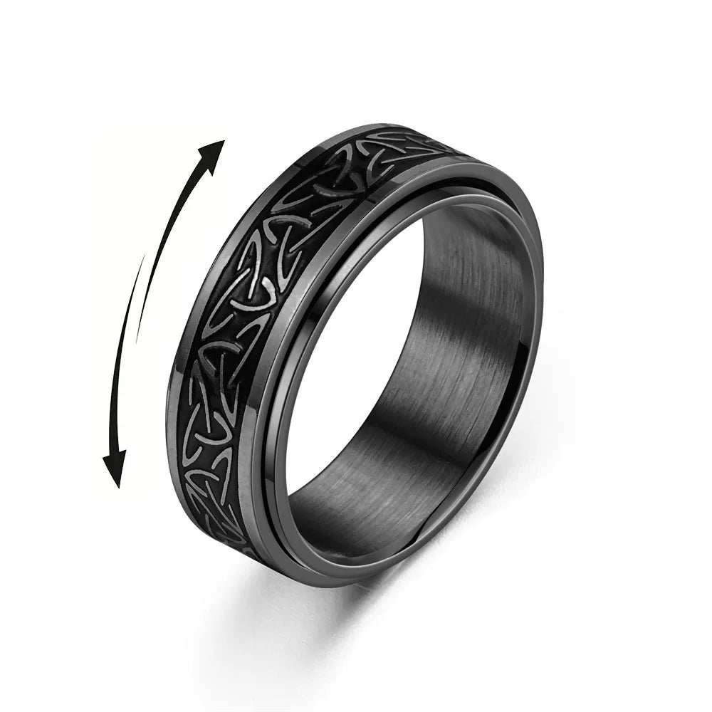 Rotating Viking Celtic Knot Rune Ring