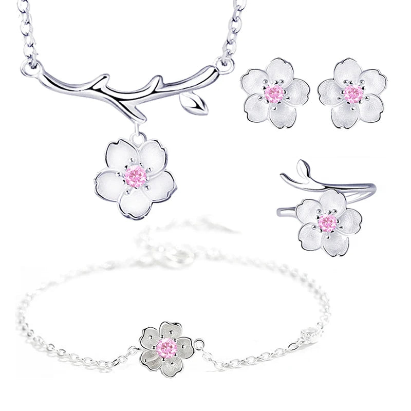 Cherry Blossoms Flower Jewelry Set