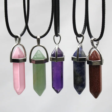 1Pcs Natural Stone Leather Necklace