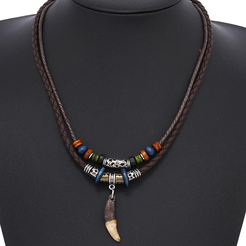 Goth Multi-layer Wolf Tooth Necklace