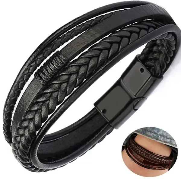 Alloy Magnetic Leather  Bracelet