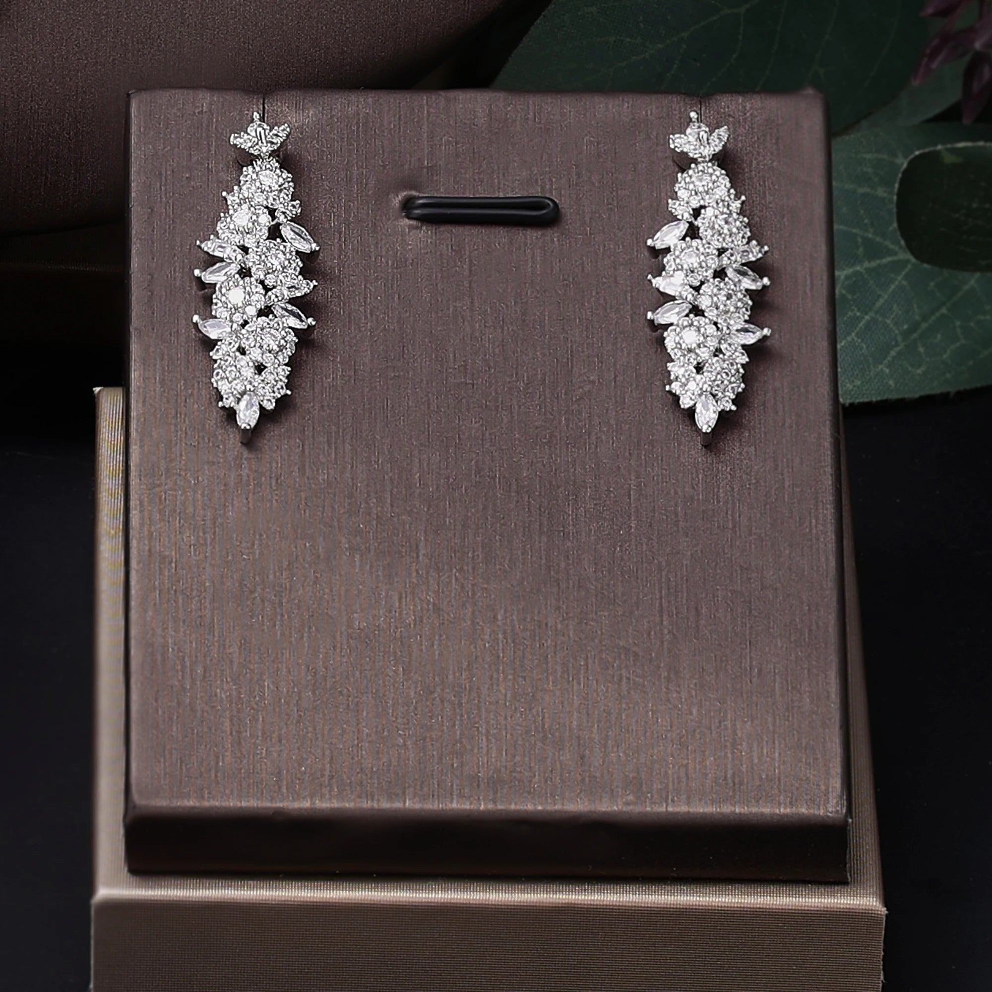 luxury CZ crystal wedding necklace set