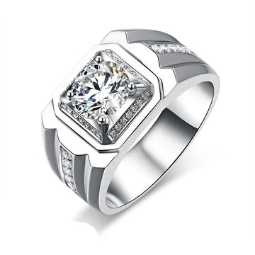 Men Moissanite Solid Finger Ring