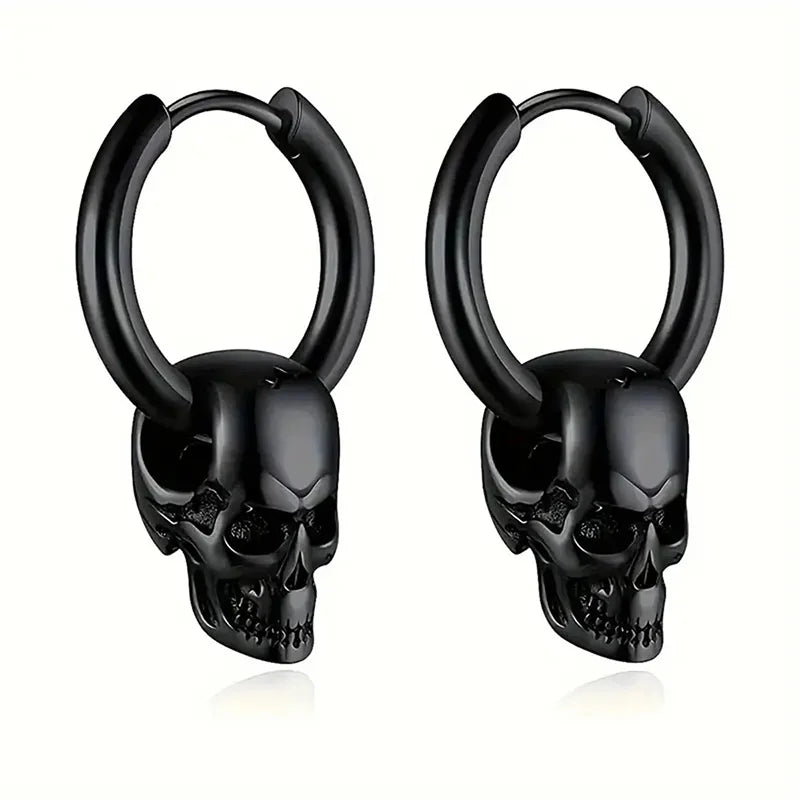 Gothic Skull Head Hoop Earrings