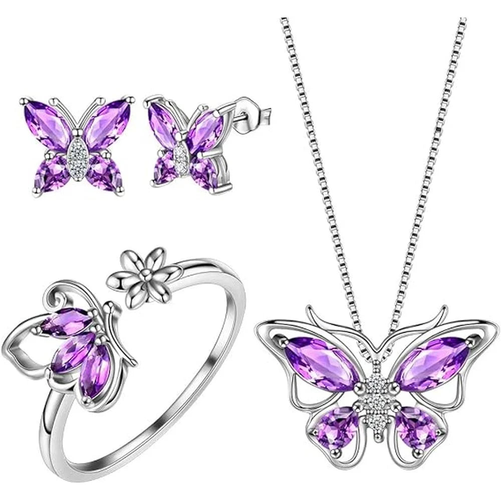 Butterflies Birthstone Jewelry Set