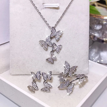 Bling CZ Stone Butterfly Jewelry Set