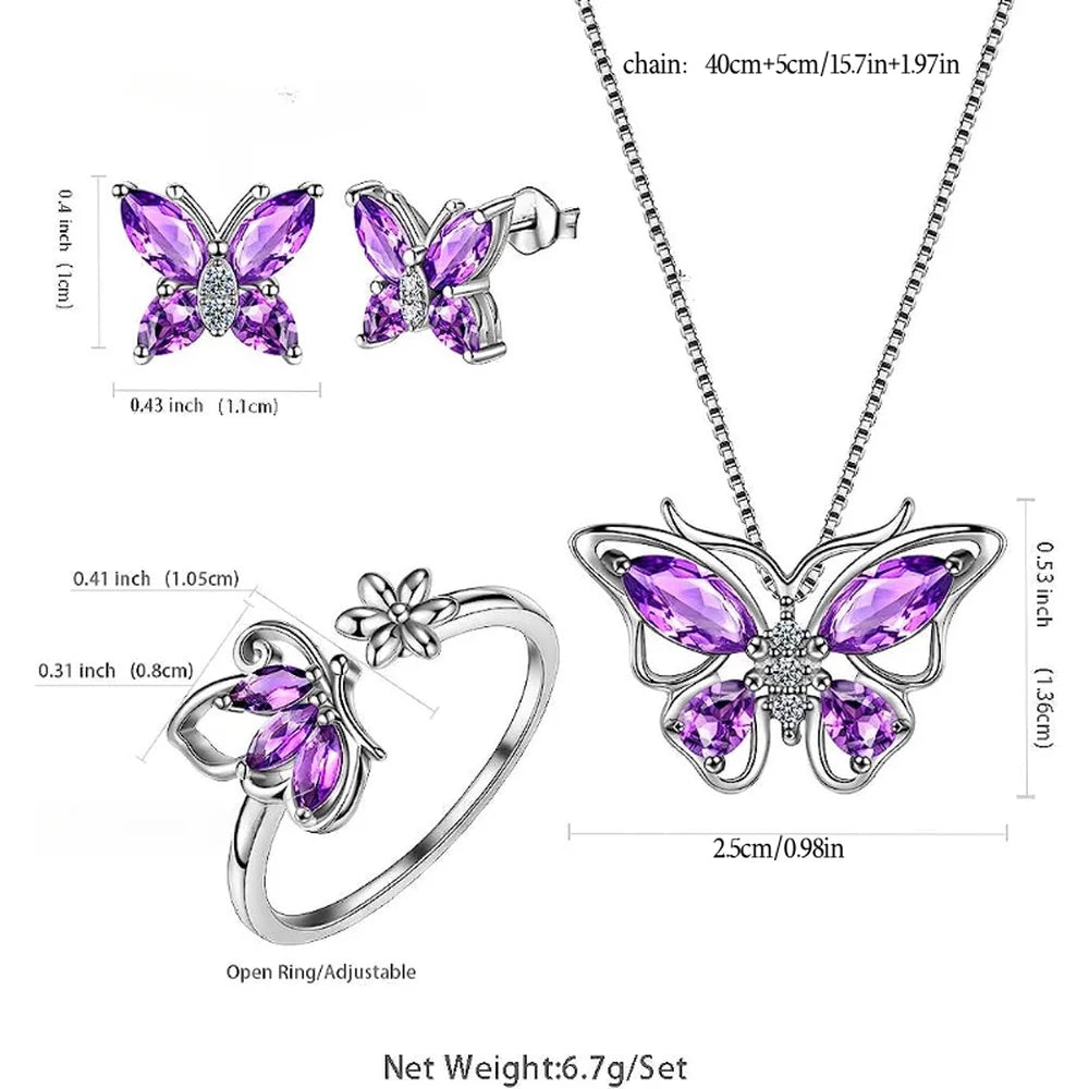 Butterflies Birthstone Jewelry Set